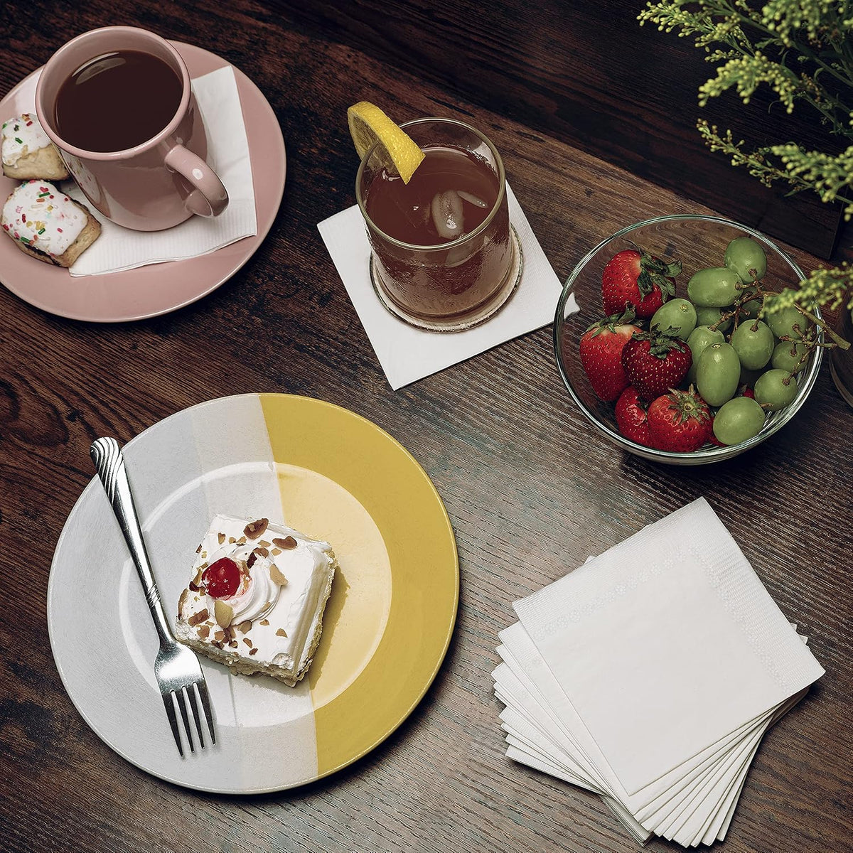1100 Pack Cocktail Napkins Paper - Quality 3-Ply White Beverage Napkins - Res...