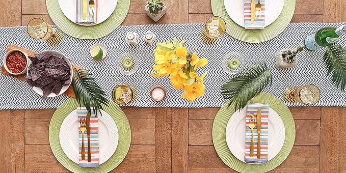 DII Woven Basic Tabletop Collection, Chevron Table Runner, 15x108, Nautical Blue