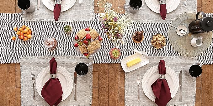 DII Woven Basic Tabletop Collection, Chevron Table Runner, 15x72, Eggplant