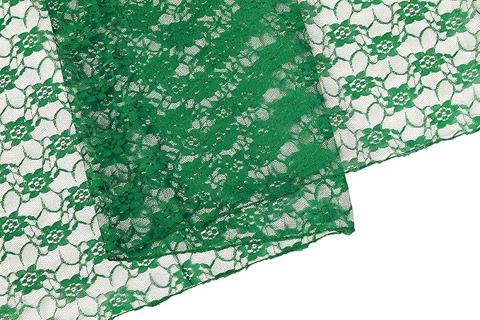 MDS Pack of 15 Wedding 12 x 108 inches Lace Table Runner for Wedding, Decorations for Birthday Parties, Banquets, Graduations, Engagements, and Runners fit Rectangle, Round Table- Hunter Green