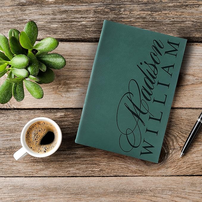 Personal Leather Journal Notebooks | 12 Design, 9 Color - Teal | Journal for Women, Men - Custom Notebook to Write in - Diary for Girls, Women - Personalized Gift Idea for Girl, Boy, Mom and Dad
