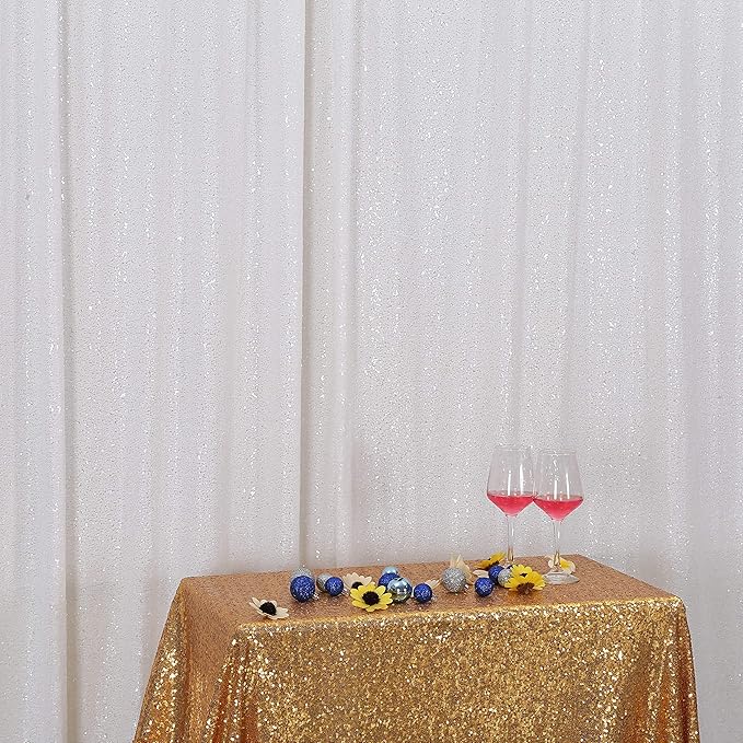 Eternal Beauty White Sequin Backdrop, 10x10 Ft Glitter Background Curtains for Christmas Shimmer Photography Party Wedding Birthday Back Drop Decor