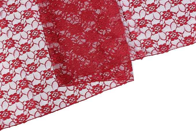 MDS Pack of 15 Wedding 12 x 108 inches Lace Table Runner for Wedding, Decorations for Birthday Parties, Banquets, Graduations, Engagements, and Runners fit Rectangle, Round Table- Apple red