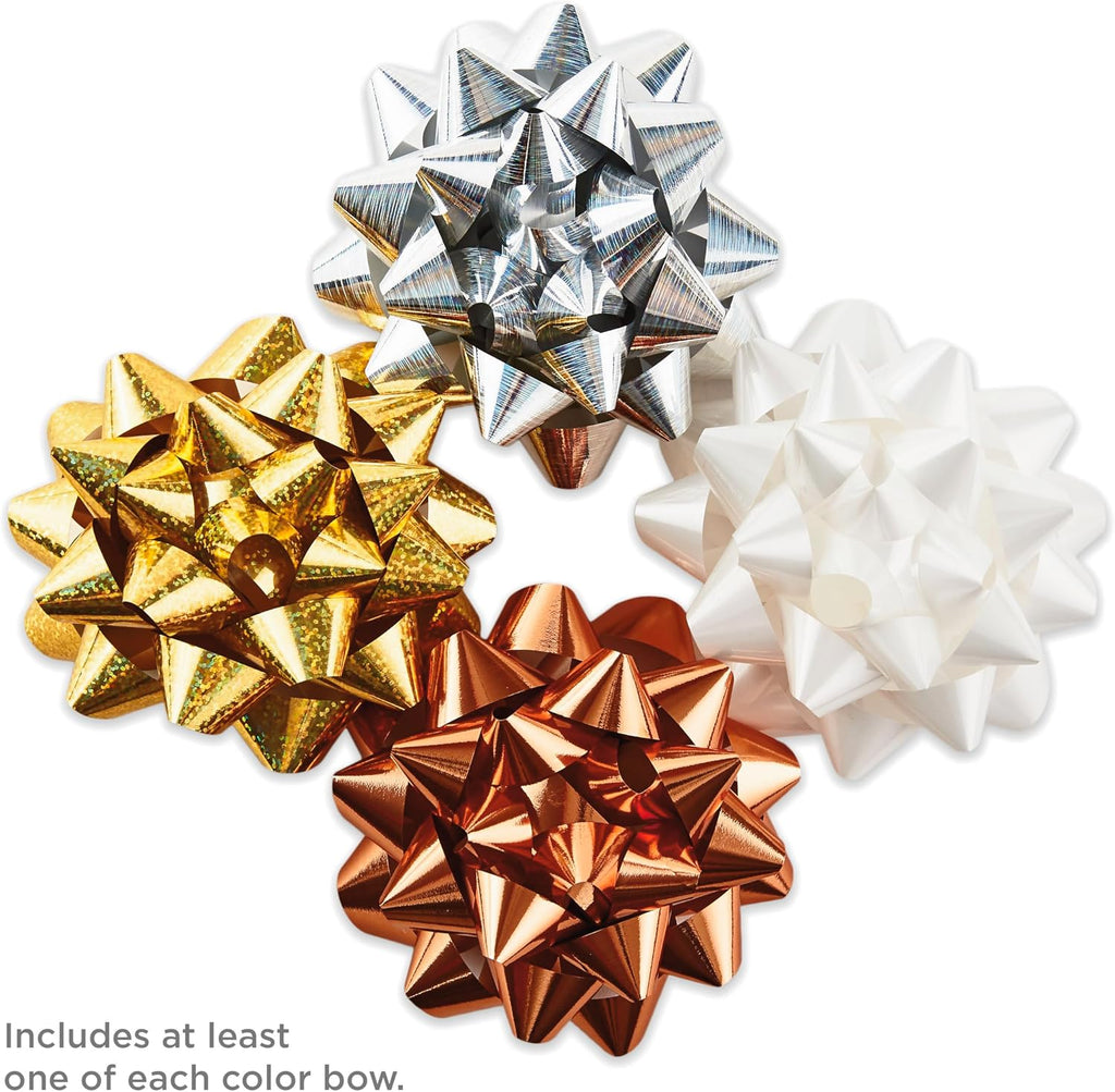 Hallmark Gift Bow Assortment, 12 Count (Gold, Silver, Bronze, White) for Birthdays, Mother's Day, Weddings, Bridal Showers, Any Occasion