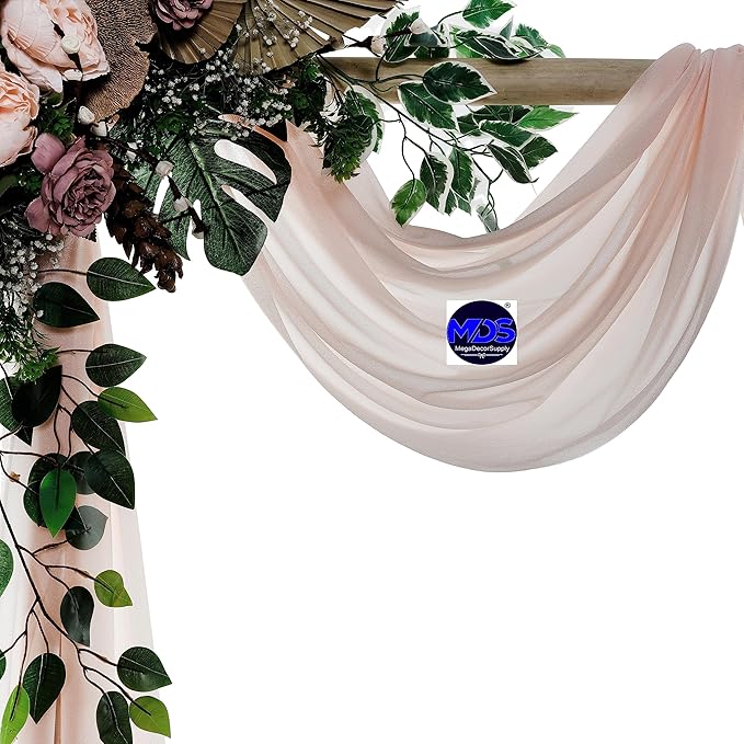 MDS Halloween Chiffon Draping Fabric - 1 Panel, 30" Wide x 100ft Long - Sheer Spooky Arbor & Canopy Drapery for Haunted House Backdrops, Party Ceilings, DIY Costumes & Themed Events - Nude