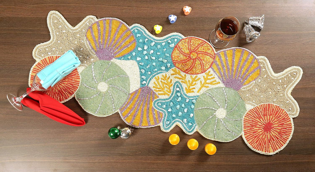 lightnpro seashell hand beaded needlework decorative orange blue, main product view