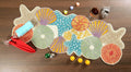 lightnpro seashell hand beaded needlework decorative orange blue, main product view