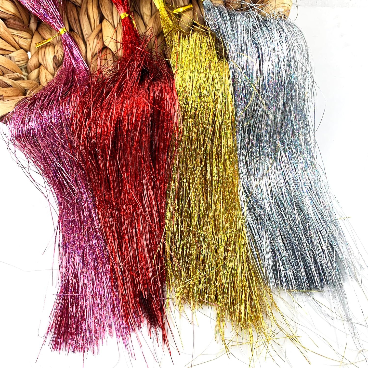 Heyiwell 2000 Strands Tinsel Icicles for Christmas Tree, Xmas,Birthday Party Wedding Decorations 18" Inch,Iridescent Pink