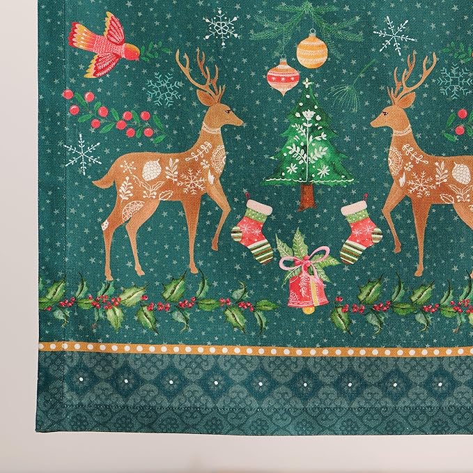 Maison d' Hermine Table Runner 100% Cotton Single Layer Table Runners 108 inches Long for Thanksgiving Christmas Decorations Home Kitchen Dining Party Wedding (Hygge Christmas, 14.5" x 108")