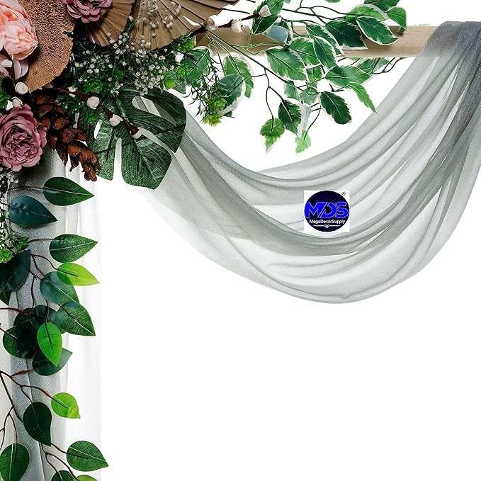 MDS Halloween Chiffon Draping Fabric - 1 Panel, 30" Wide x 75ft Long - Sheer Spooky Arbor & Canopy Drapery for Haunted House Backdrops, Party Ceilings, DIY Costumes & Themed Events - Gray