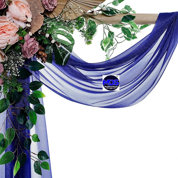 MDS Halloween Chiffon Draping Fabric - 2 Panel, 30" Wide x 30ft Long - Sheer Spooky Arbor & Canopy Drapery for Haunted House Backdrops, Party Ceilings, DIY Costumes & Themed Events - Royal Blue