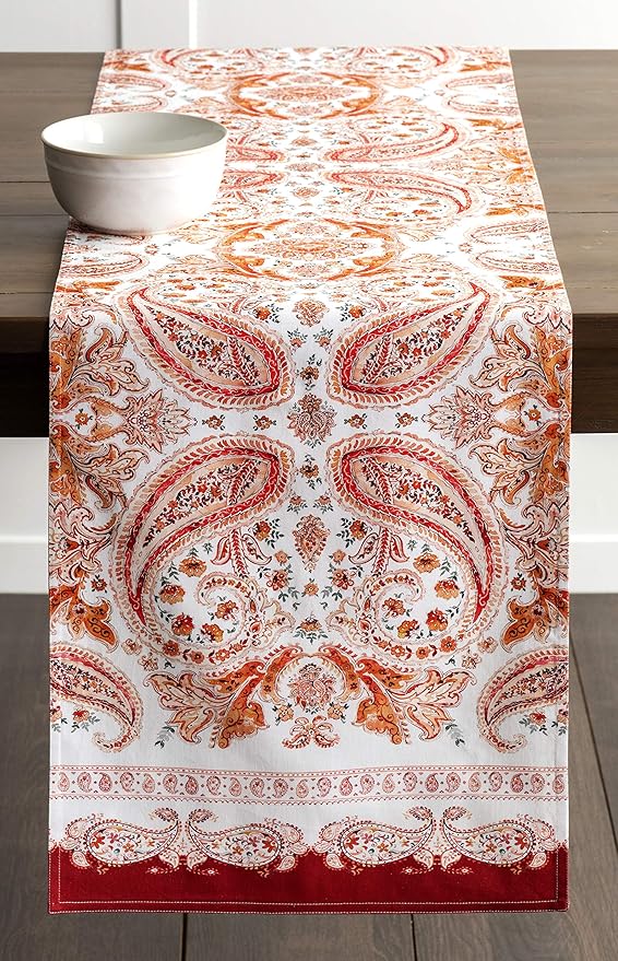 Maison d' Hermine Table Runner 100% Cotton Double Layer Table Runners 108 inches Long for Thanksgiving Christmas Decorations Home Kitchen Dining Party Wedding (Orient, 14.5" x 108")