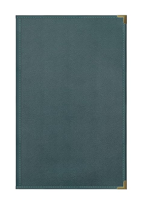 Goodsmart Pajco Style Restaurant Menu Covers – Pack of 10, Side-Loading Menu Holders, Single Stitched Edge, Clear Vinyl Menu Sleeves, Leatherette Trim, Gold Corners, Green, 2 View (8.5" x 14")