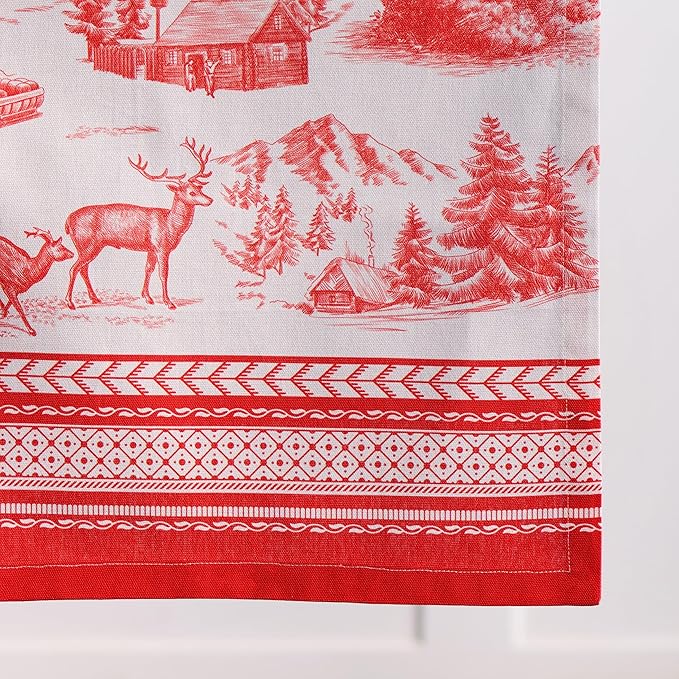 Maison d' Hermine Table Runner 100% Cotton Single Layer Table Runners 72 inches Long for Thanksgiving Christmas Decorations Home Kitchen Dining Party Wedding (Winter Jouy, 14.5" x 72")