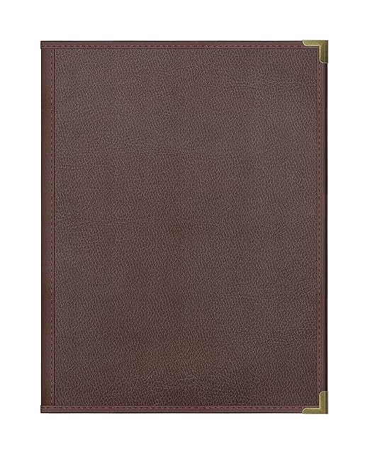 Goodsmart Pajco Style Restaurant Menu Covers – Pack of 10, Side-Loading Menu Holders, Single Stitched Edge, Clear Vinyl Menu Sleeves, Leatherette Trim, Gold Corners, Burgundy, 4 View (8.5" x 11")