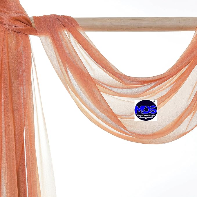 MDS Halloween Chiffon Draping Fabric - 2 Panel, 30" Wide x 100ft Long - Sheer Spooky Arbor & Canopy Drapery for Haunted House Backdrops, Party Ceilings, DIY Costumes & Themed Events - Coral Peach