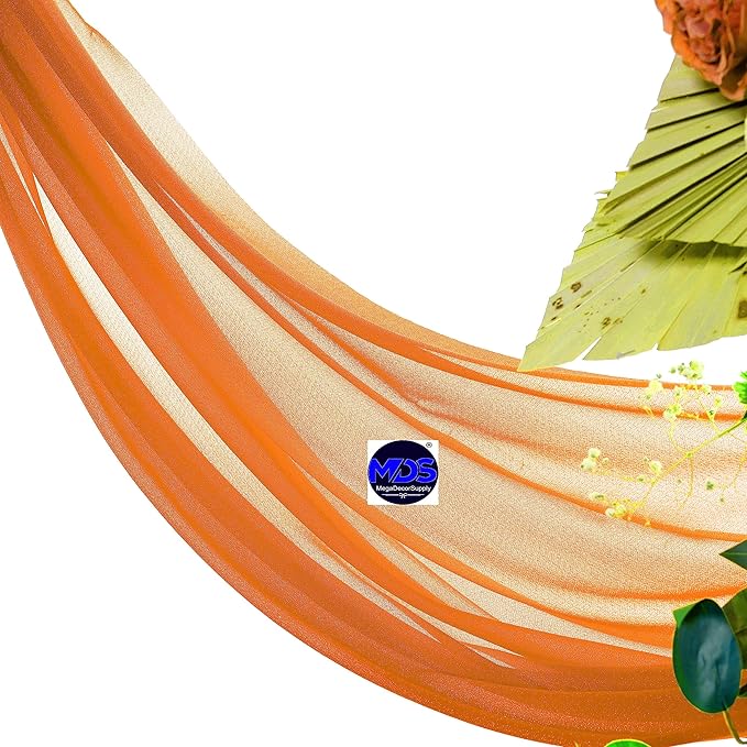 MDS Halloween Chiffon Draping Fabric - 1 Panel, 30" Wide x 40ft Long - Sheer Spooky Arbor & Canopy Drapery for Haunted House Backdrops, Party Ceilings, DIY Costumes & Themed Events - Orange