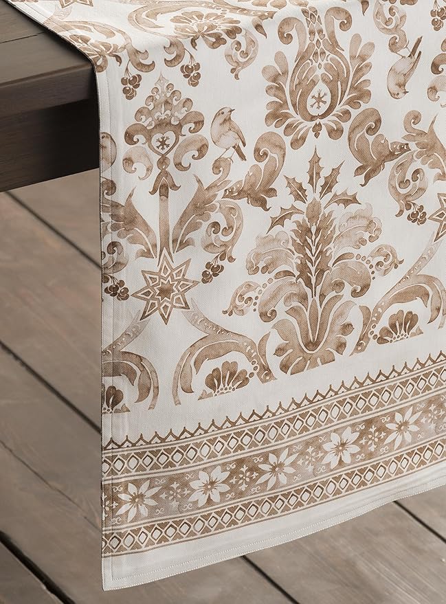 Maison d' Hermine Table Runner 100% Cotton Single Layer Table Runners 90 inches Long for Thanksgiving Christmas Decorations Home Kitchen Dining Party Wedding (Allure, 14.5" x 90")