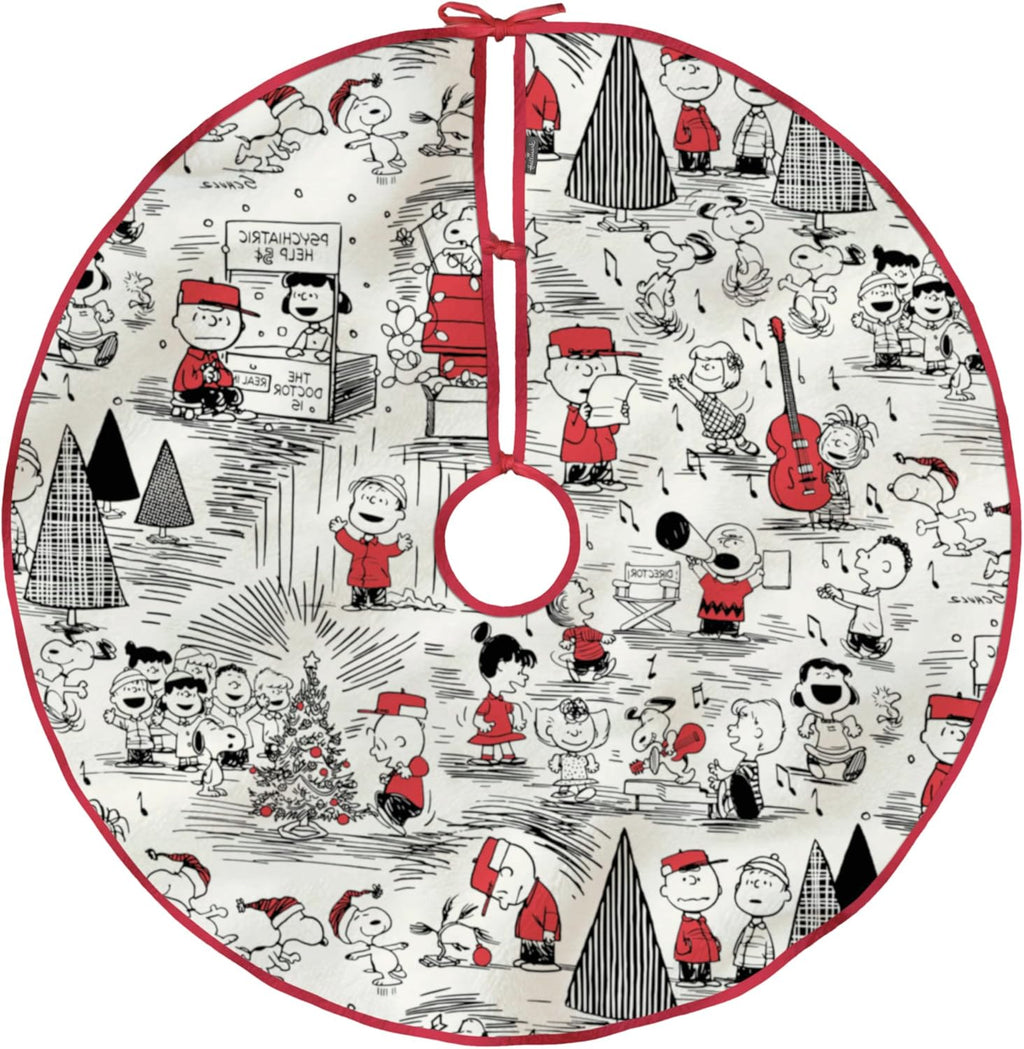 Hallmark Peanuts 48" Christmas Tree Skirt, Fabric, Gifts for Peanuts Fans