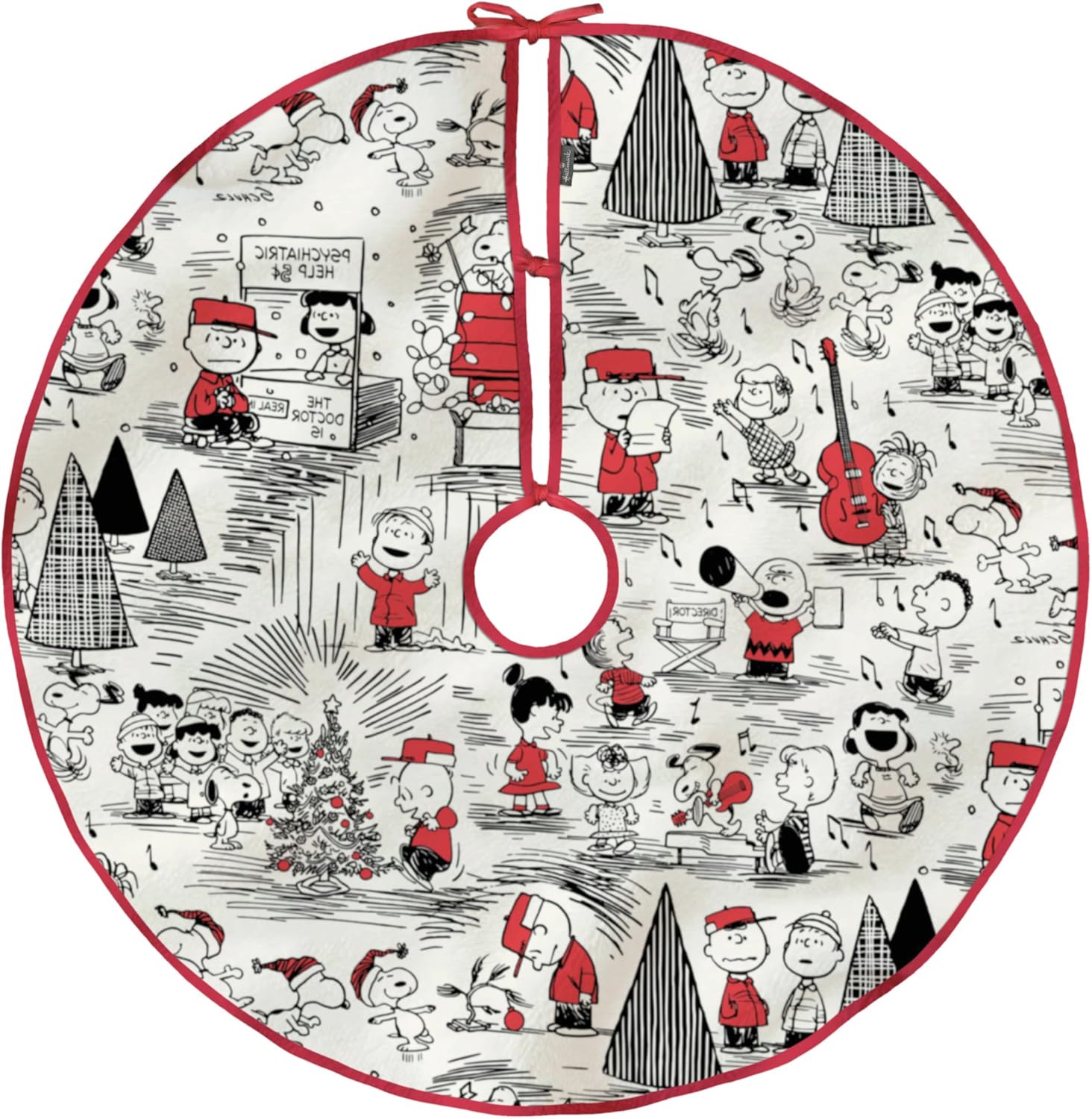 Hallmark Peanuts 48" Christmas Tree Skirt, Fabric, Gifts for Peanuts Fans