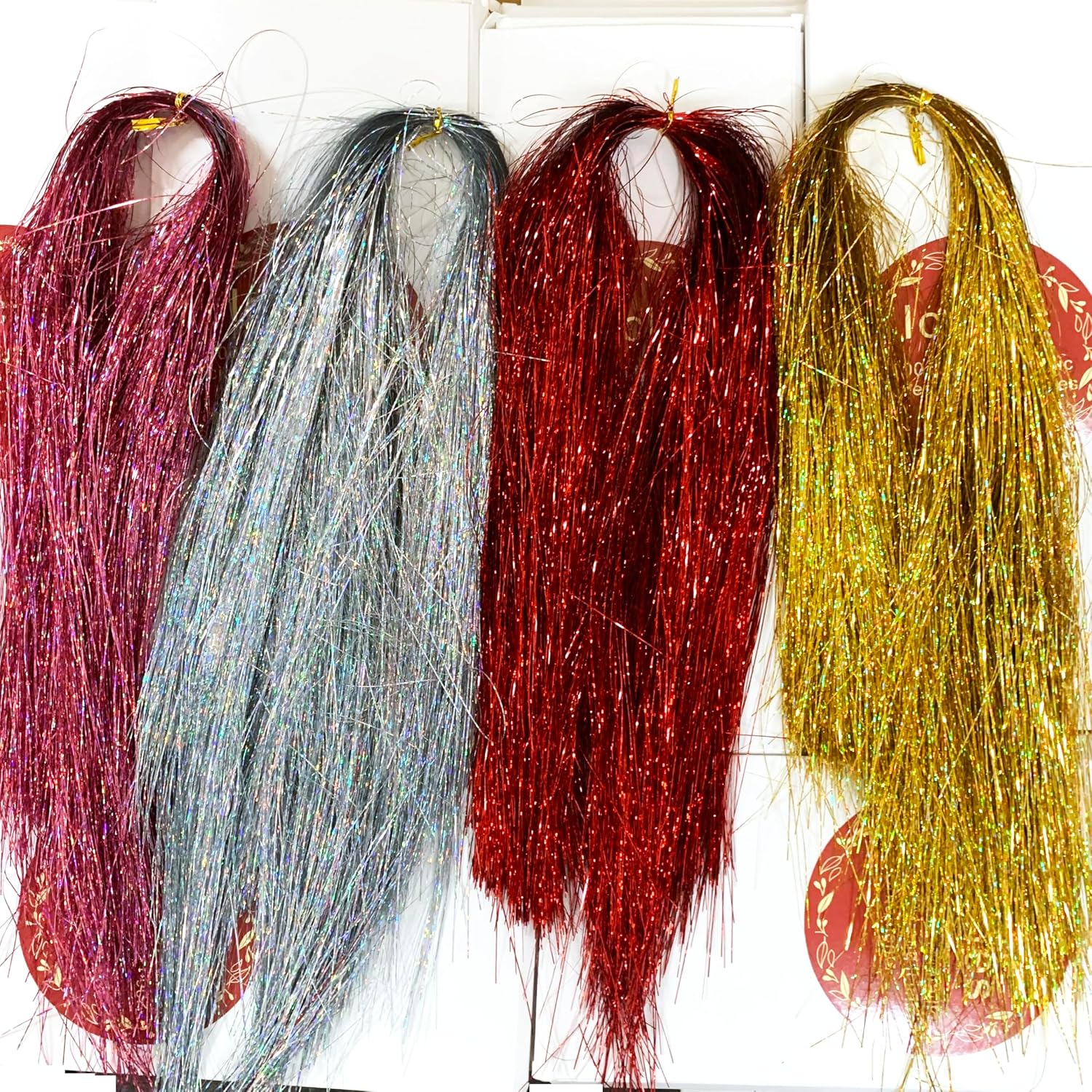 Heyiwell 2000 Strands Tinsel Icicles for Christmas Tree, Xmas,Birthday Party Wedding Decorations 18" Inch,Iridescent Pink