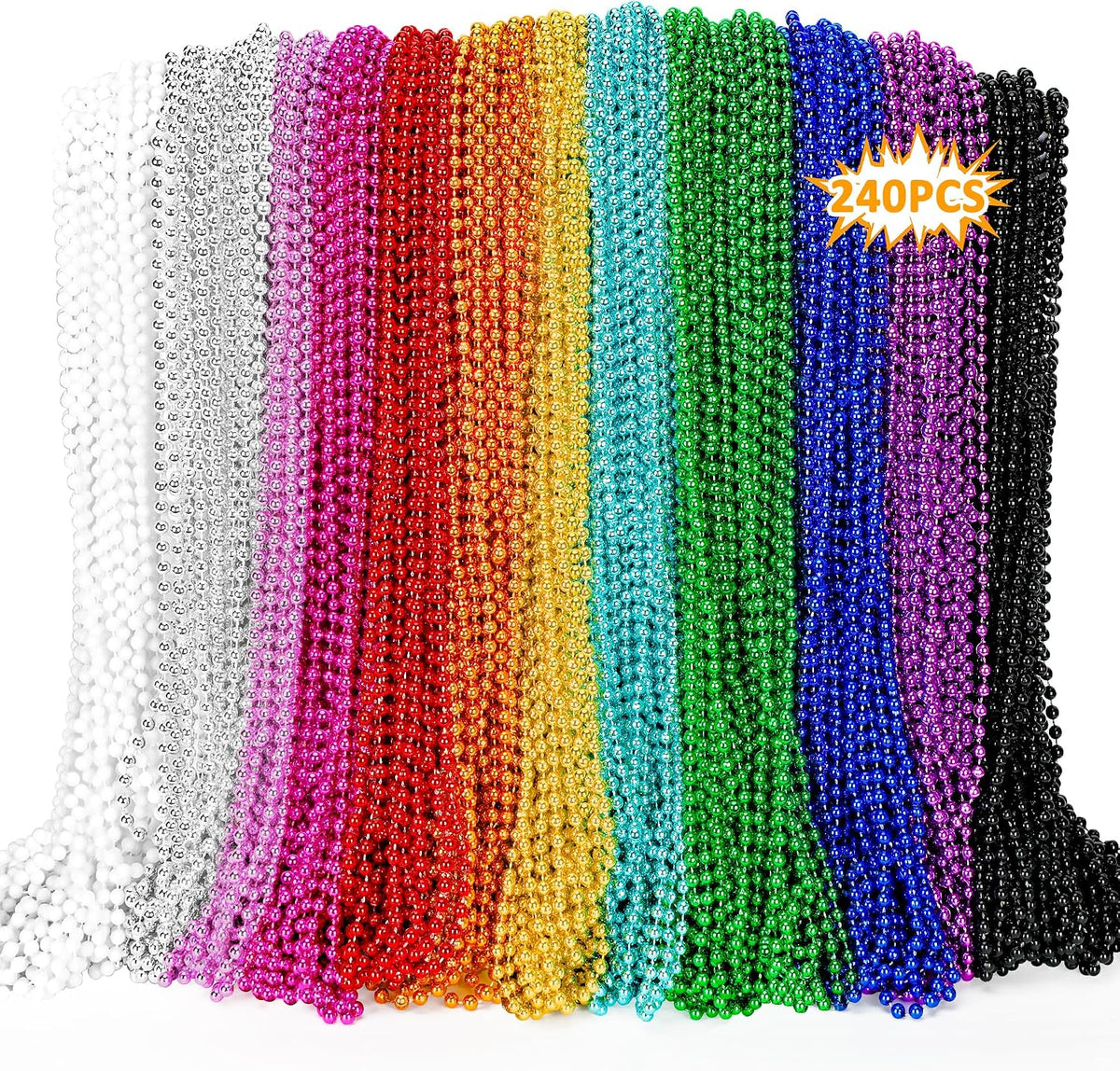 mardi gras beads, metallic 12 kinds beaded necklace, main product view