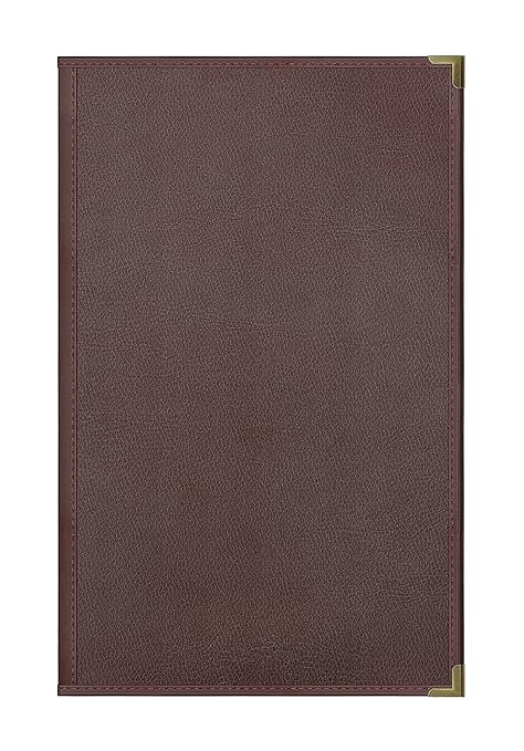 Goodsmart Pajco Style Restaurant Menu Covers – Pack of 10, Side-Loading Menu Holders, Single Stitched Edge, Clear Vinyl Menu Sleeves, Leatherette Trim, Gold Corners, Burgundy, 4 View (8.5" x 14")