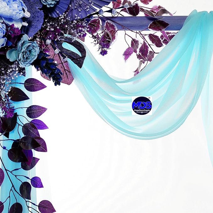 MDS Halloween Chiffon Draping Fabric - 1 Panel, 30" Wide x 30ft Long - Sheer Spooky Arbor & Canopy Drapery for Haunted House Backdrops, Party Ceilings, DIY Costumes & Themed Events - Teal