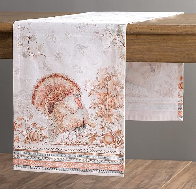 Maison d' Hermine Table Runner 100% Cotton Single Layer Table Runners 72 inches Long for Thanksgiving Christmas Decorations Home Kitchen Dining Party Wedding (Giving Thanks, 14.5" x 72")