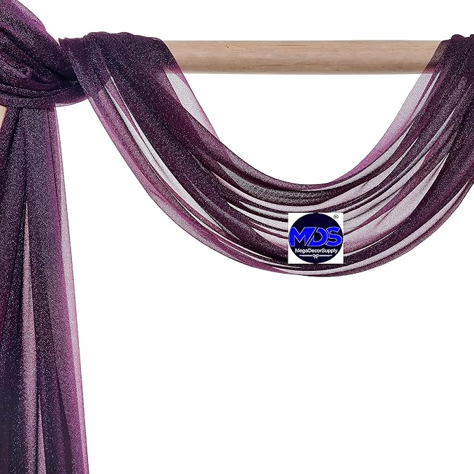 MDS Halloween Chiffon Draping Fabric - 1 Panel, 30" Wide x 75ft Long - Sheer Spooky Arbor & Canopy Drapery for Haunted House Backdrops, Party Ceilings, DIY Costumes & Themed Events - Eggplant