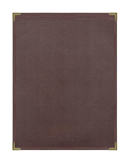 Goodsmart Pajco Style Restaurant Menu Covers – Pack of 10, Side-Loading Menu Holders, Single Stitched Edge, Clear Vinyl Menu Sleeves, Leatherette Trim, Gold Corners, Burgundy, 1 View (8.5" x 11")