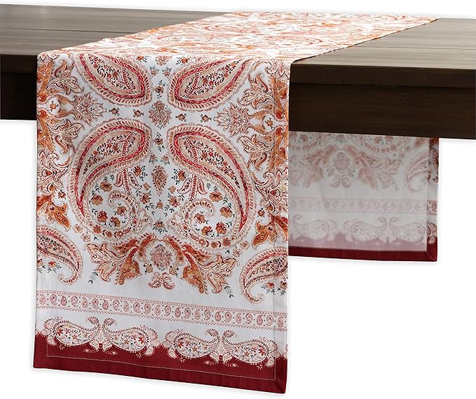 Maison d' Hermine Table Runner 100% Cotton Single Layer Table Runners 48 inches Long for Thanksgiving Christmas Decorations Home Kitchen Dining Party Wedding (Orient, 14.5" x 48")