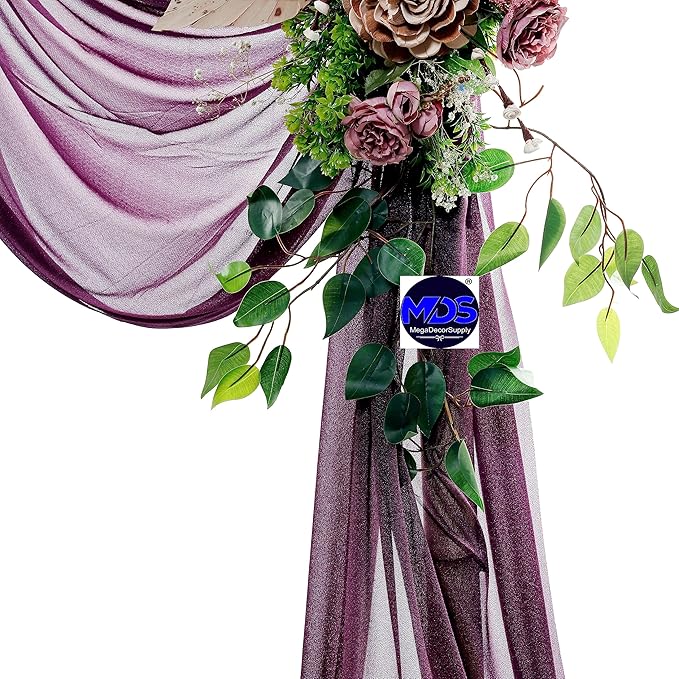 MDS Halloween Chiffon Draping Fabric - 1 Panel, 30" Wide x 75ft Long - Sheer Spooky Arbor & Canopy Drapery for Haunted House Backdrops, Party Ceilings, DIY Costumes & Themed Events - Eggplant