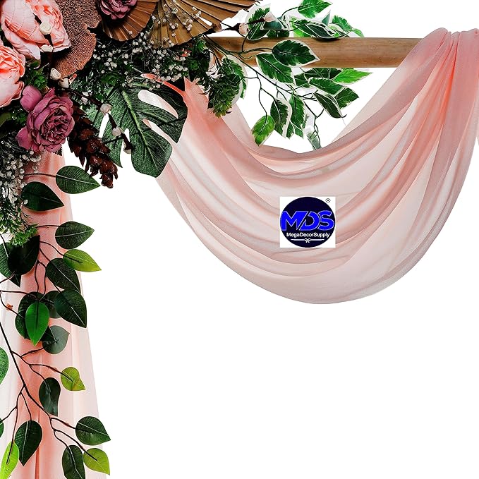MDS Halloween Chiffon Draping Fabric - 2 Panel, 30" Wide x 20ft Long - Sheer Spooky Arbor & Canopy Drapery for Haunted House Backdrops, Party Ceilings, DIY Costumes & Themed Events - Dusty Rose