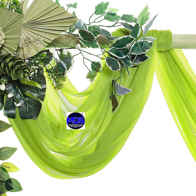 MDS Halloween Chiffon Draping Fabric - 1 Panel, 30" Wide x 75ft Long - Sheer Spooky Arbor & Canopy Drapery for Haunted House Backdrops, Party Ceilings, DIY Costumes & Themed Events - Parrot Green