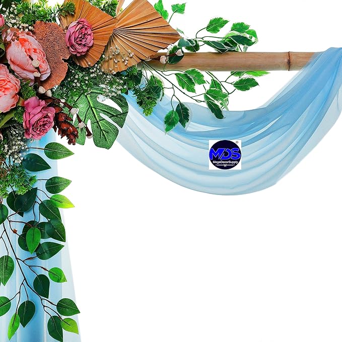 MDS Halloween Chiffon Draping Fabric - 2 Panel, 30" Wide x 30ft Long - Sheer Spooky Arbor & Canopy Drapery for Haunted House Backdrops, Party Ceilings, DIY Costumes & Themed Events - Turquoise