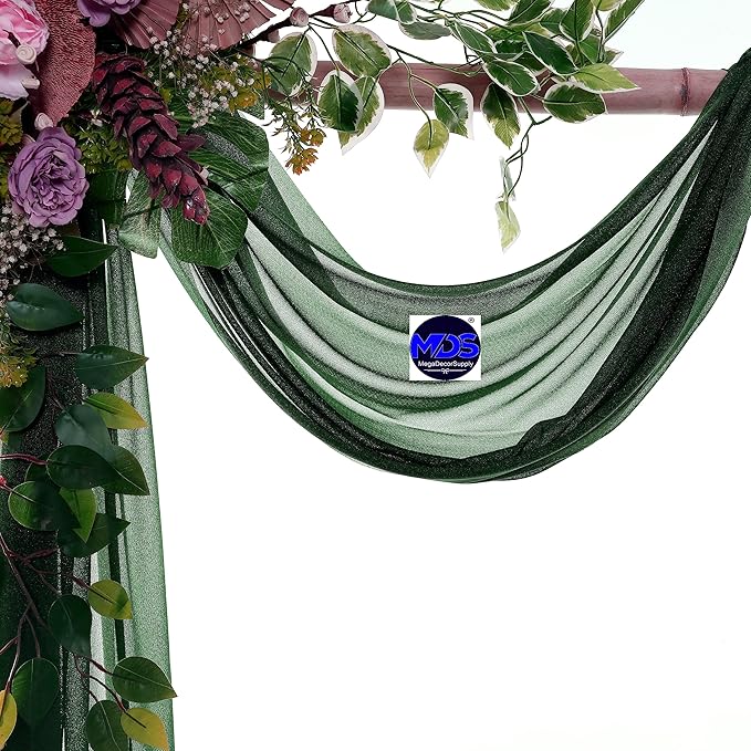 MDS Halloween Chiffon Draping Fabric - 2 Panel, 30" Wide x 100ft Long - Sheer Spooky Arbor & Canopy Drapery for Haunted House Backdrops, Party Ceilings, DIY Costumes & Themed Events - Hunter Green