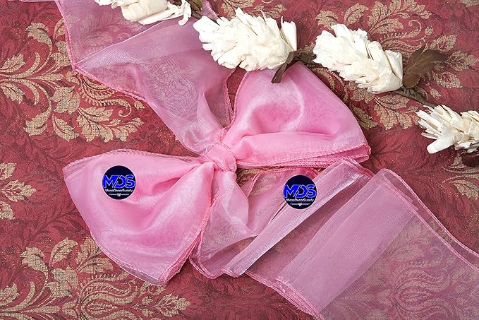MDS Pack of 200 PCS Organza Chair Sashes Wider Dining Chair Bows Ribbon Tie Back for Wedding Party Birthday Bridal Shower Reception Event Banquet Home Chair Cover Decoration - Blush Pink