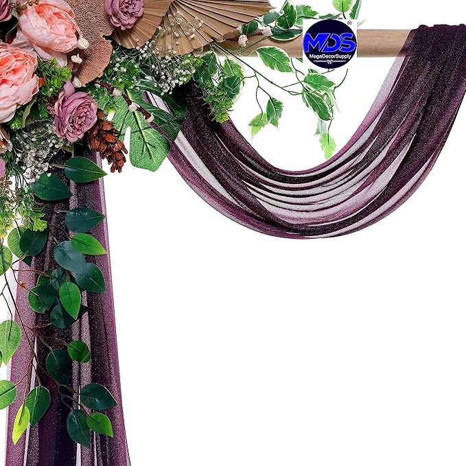 MDS Halloween Chiffon Draping Fabric - 1 Panel, 30" Wide x 75ft Long - Sheer Spooky Arbor & Canopy Drapery for Haunted House Backdrops, Party Ceilings, DIY Costumes & Themed Events - Eggplant