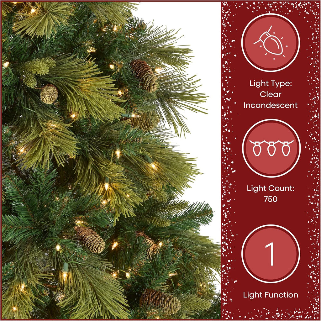 national tree company 7.5ft pre-lit carolina pine artificial on a desk or shelf