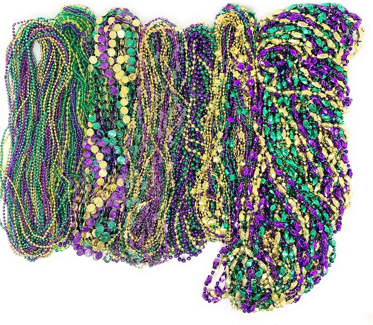 4E's Novelty Mardi Gras Beads Bulk (500 Pieces) Assorted Mardi Gras Beads...