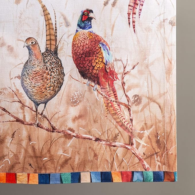 Maison d' Hermine Table Runner 100% Cotton Single Layer Table Runners 36 inches Long for Thanksgiving Christmas Decorations Home Kitchen Dining Party Wedding (Faisan D'Automne, 14.5" x 36")