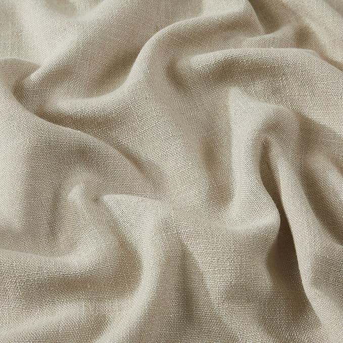 Vision Home Sand Pinch Pleated Semi Sheer Curtains Textured Linen Blended Light Filtering Window Curtains 72 inch for Living Room Bedroom Patio Pinch Pleat Drapes with Hooks 1 Panel 60" Wx72 L