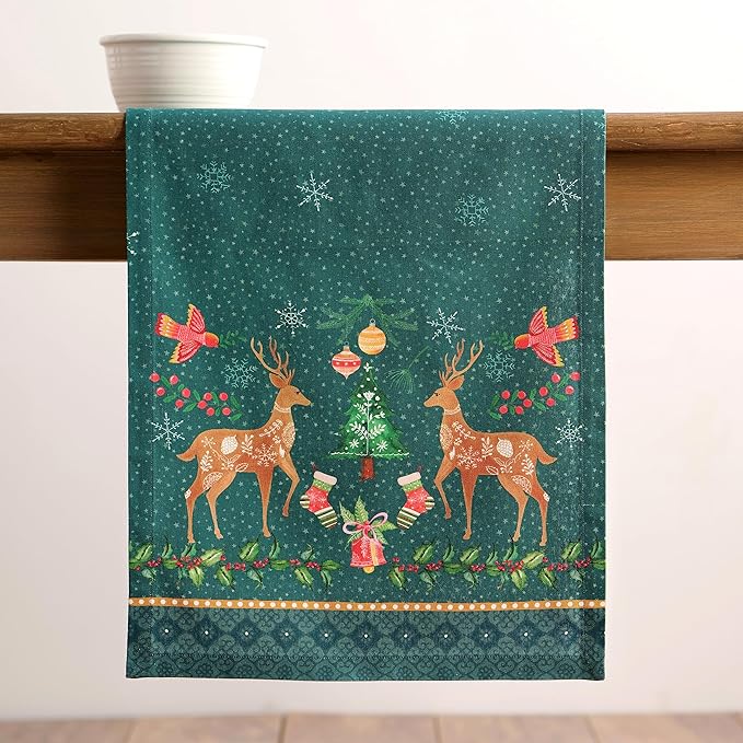Maison d' Hermine Table Runner 100% Cotton Single Layer Table Runners 72 inches Long for Thanksgiving Christmas Decorations Home Kitchen Dining Party Wedding (Hygge Christmas, 14.5" x 72")