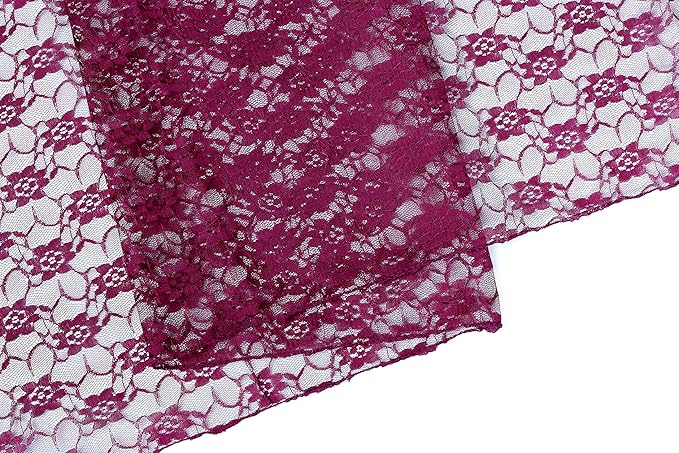 MDS Pack of 20 Wedding 12 x 108 inches Lace Table Runner for Wedding, Decorations for Birthday Parties, Banquets, Graduations, Engagements, and Runners fit Rectangle, Round Table- Eggplant