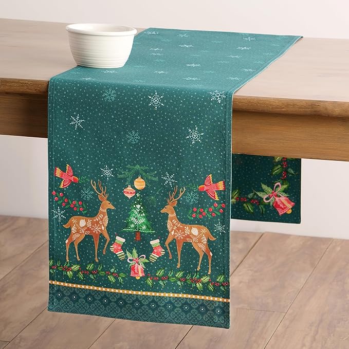 Maison d' Hermine Table Runner 100% Cotton Double Layer Table Runners 108 inches Long for Thanksgiving Christmas Decorations Home Kitchen Dining Party Wedding (Hygge Christmas, 14.5" x 108")