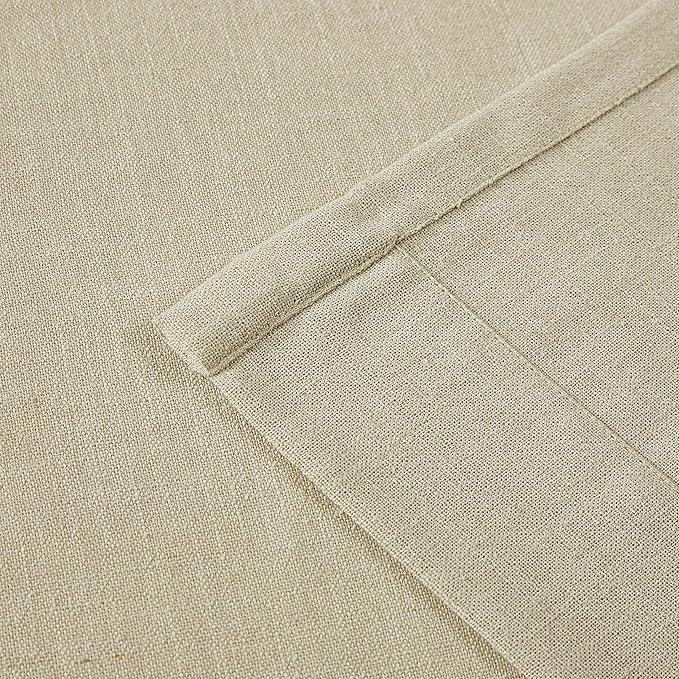 Vision Home Sand Pinch Pleated Semi Sheer Curtains Textured Linen Blended Light Filtering Window Curtains 72 inch for Living Room Bedroom Patio Pinch Pleat Drapes with Hooks 1 Panel 60" Wx72 L