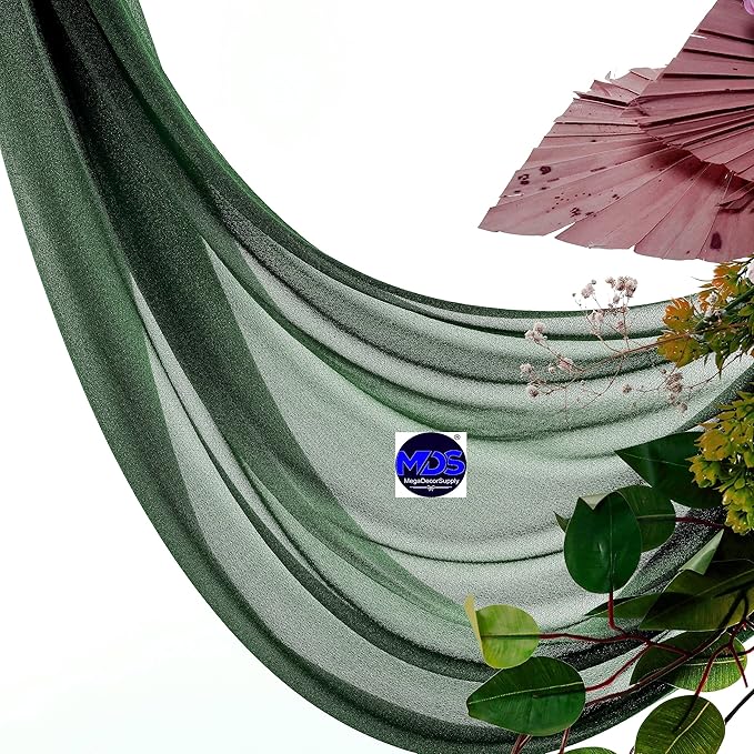 MDS Halloween Chiffon Draping Fabric - 1 Panel, 30" Wide x 20ft Long - Sheer Spooky Arbor & Canopy Drapery for Haunted House Backdrops, Party Ceilings, DIY Costumes & Themed Events - Hunter Green
