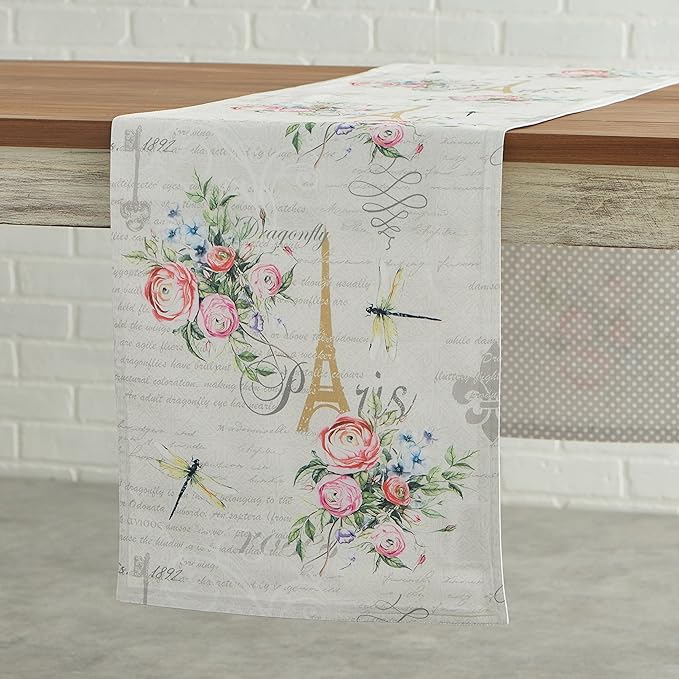 Maison d' Hermine Table Runner 100% Cotton Double Layer Table Runners 72 inches Long Decorative for Home Kitchen Dining Party Wedding Bridal Shower Spring Summer (Champ De Mars, 14.50" x 72")