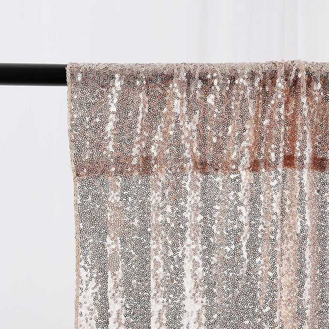 7ft x 7ft Champagne Sequin Backdrop Curtain Glitter Photo Booth Backdrop for Wedding Birthday Baby Shower Event Decorations